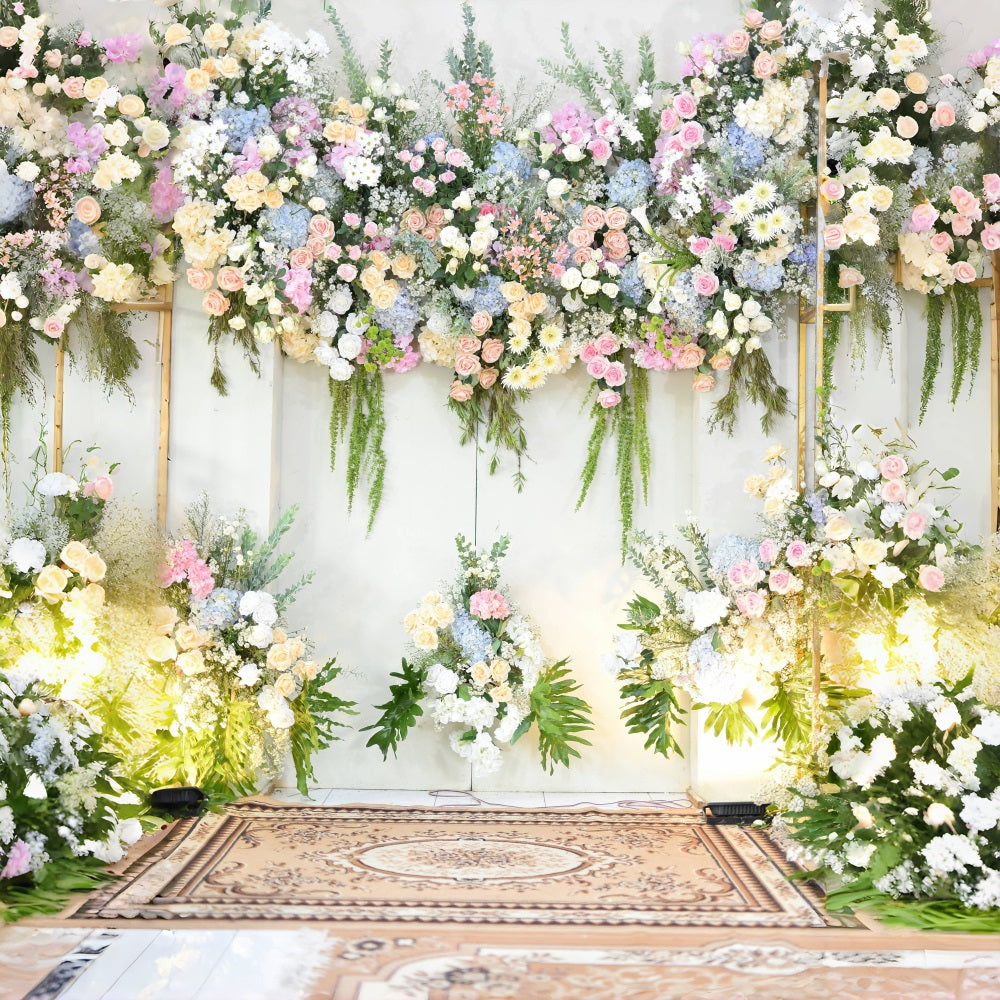Esthero Toile de fond sacrée sur le thème du mariage avec des fleurs colorées RR4-38
