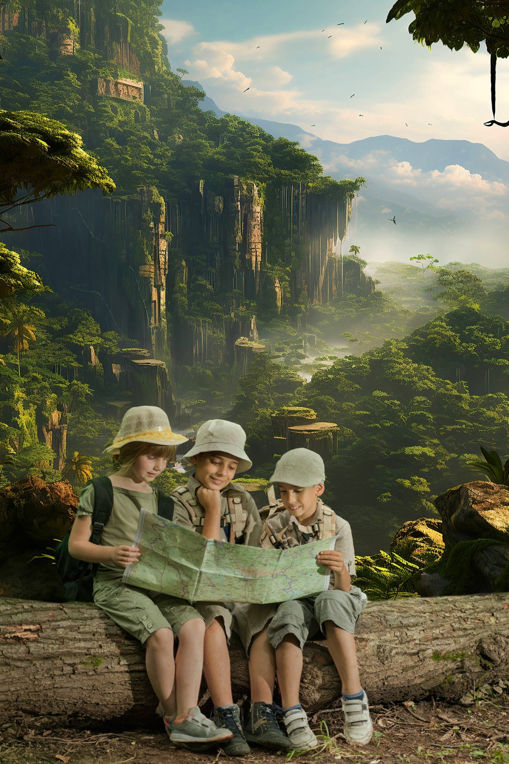 Esthero Magnifique Forêt Pluviale Ruisseau Aventure Toile de fond RR4-43