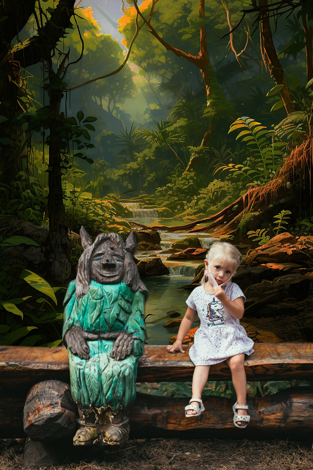 Esthero Toile de fond Forêt Mystique Ruisseau Clair Aventure RR4-44