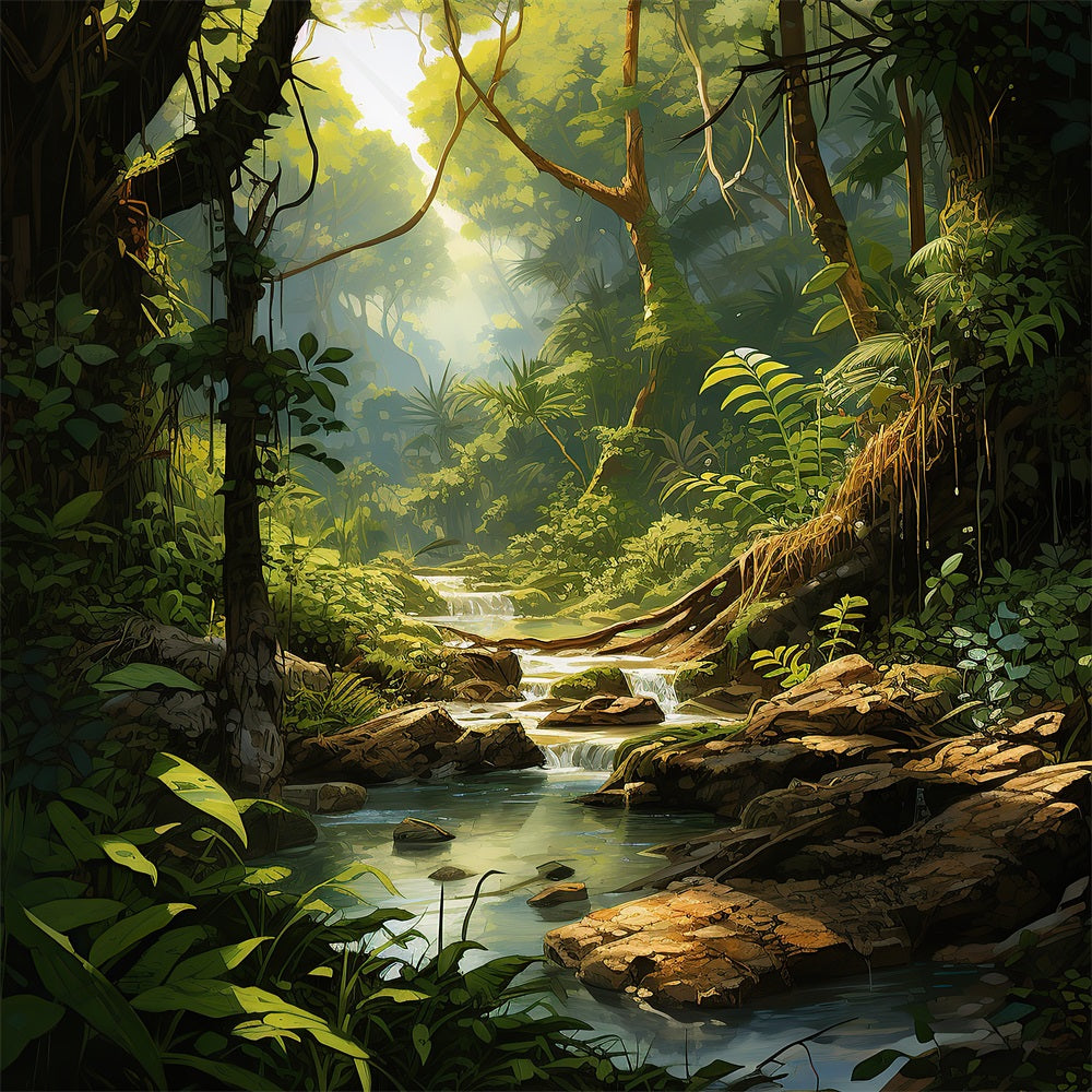 Esthero Toile de fond Forêt Mystique Ruisseau Clair Aventure RR4-44