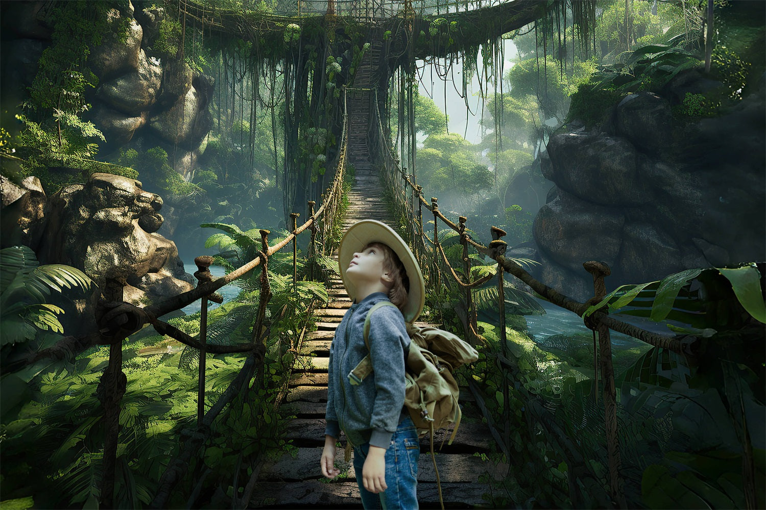 Esthero Toile de fond Forêt Mystique Ancien Pont-levis RR4-46