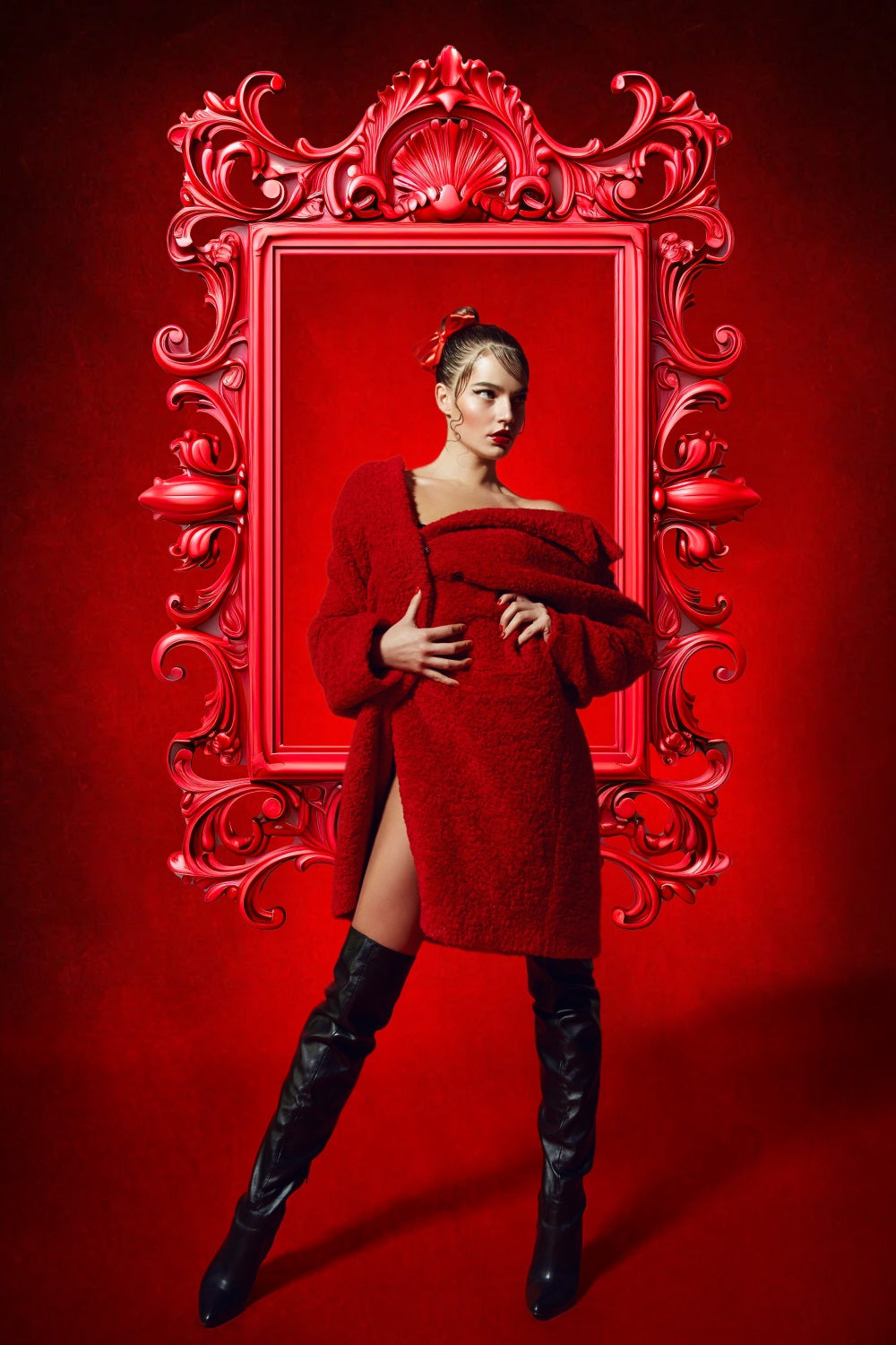 Esthero Art Vintage Rouge Rectangle Cadre Photo Abstrait Toile de fond RR4-51