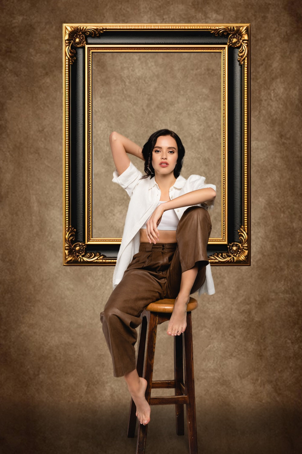 Esthero Art Vintage Cadre Photo Rectangulaire Marron Abstrait Toile de fond RR4-53