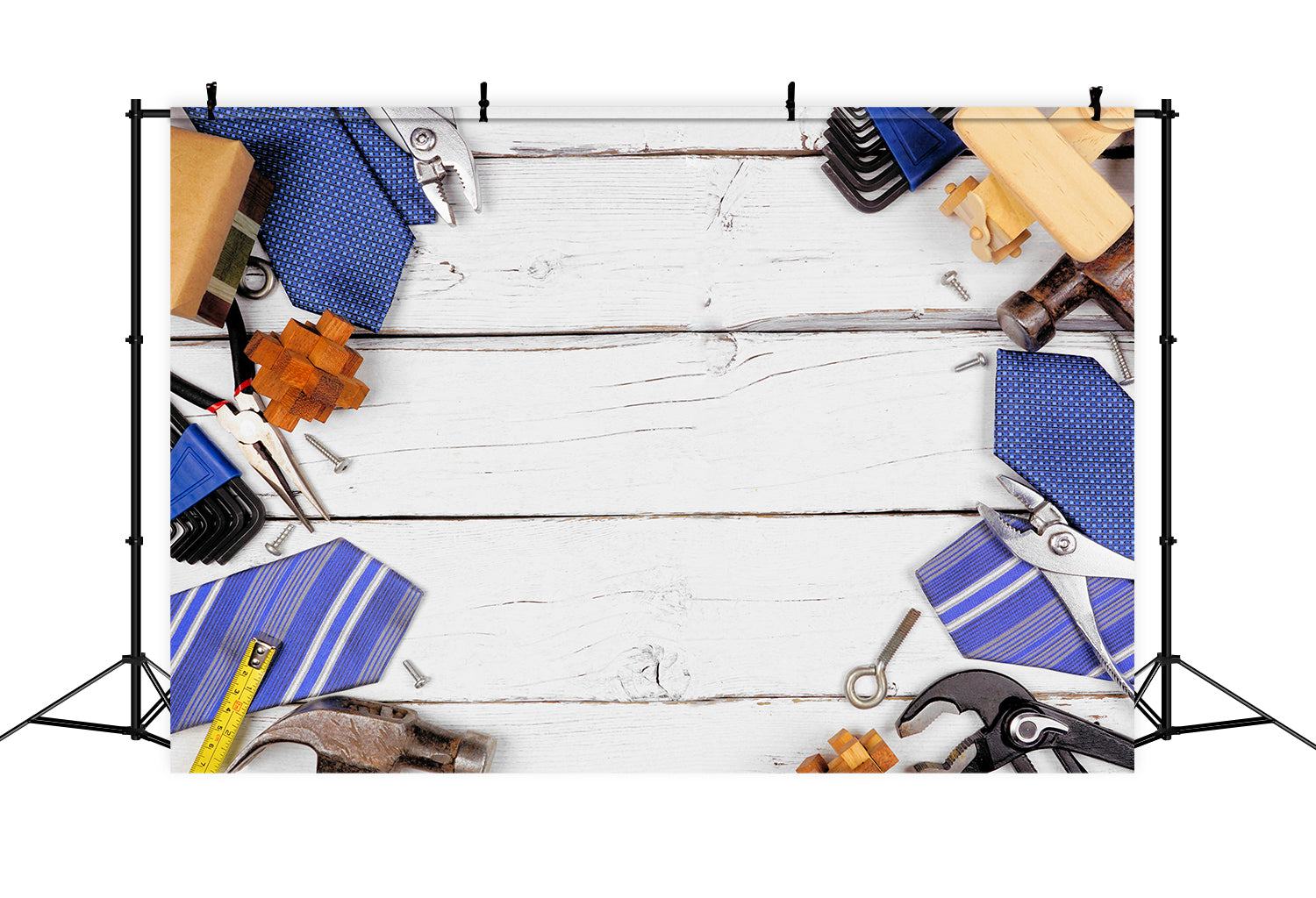 Toile de Fond Outils sur Planche en Bois avec Cravate pour Homme RR5-14