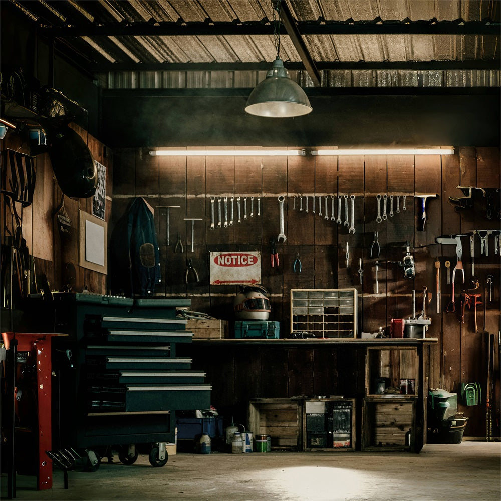 Toile de Fond Pièce avec Outils Suspendus de Famille pour la Fête des Pères RR5-17