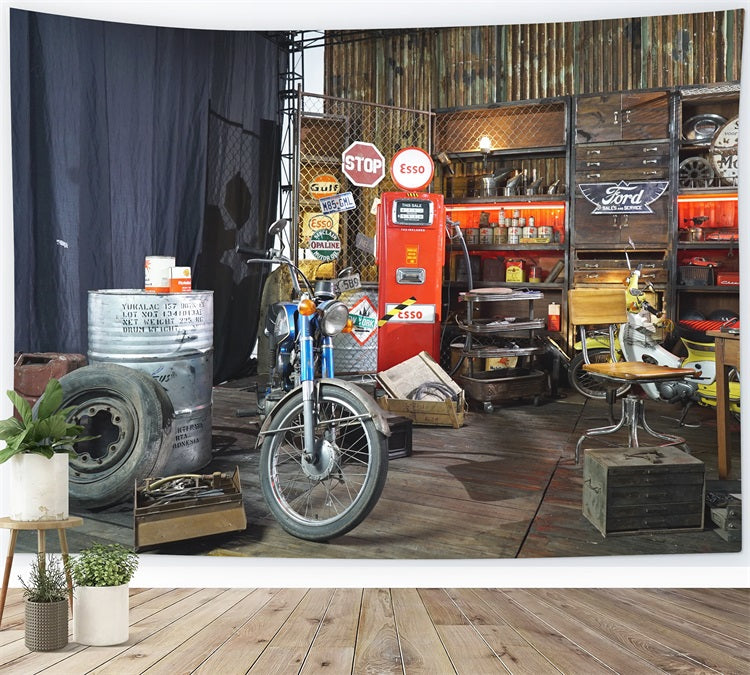 Toile de Fond Atelier de Réparation Automobile pour la Fête des Pères RR5-18