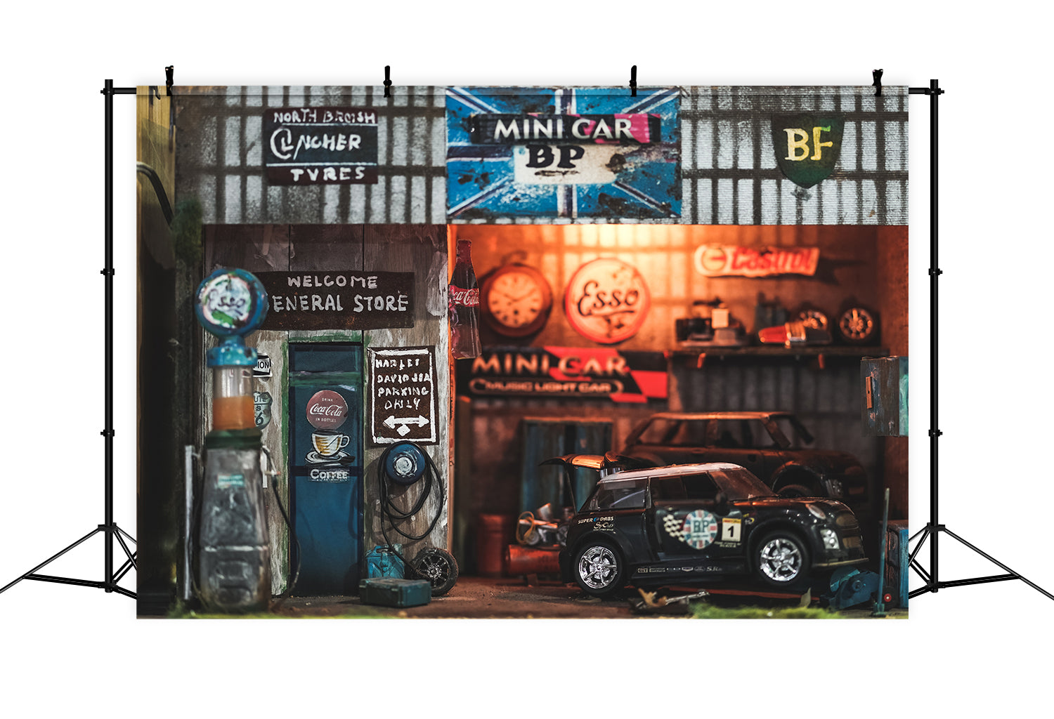 Toile de Fond Ancien Garage d'Atelier pour la Fête des Pères RR5-19