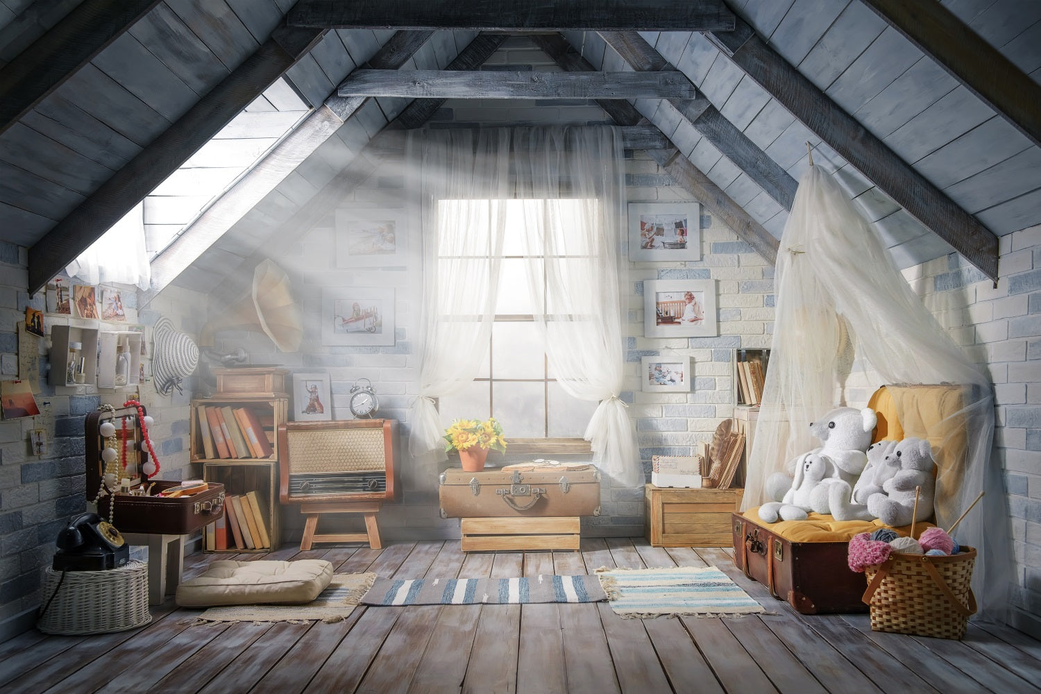 Toile de Fond Photographique Grenier Salle de Jeux pour Enfants RR5-20