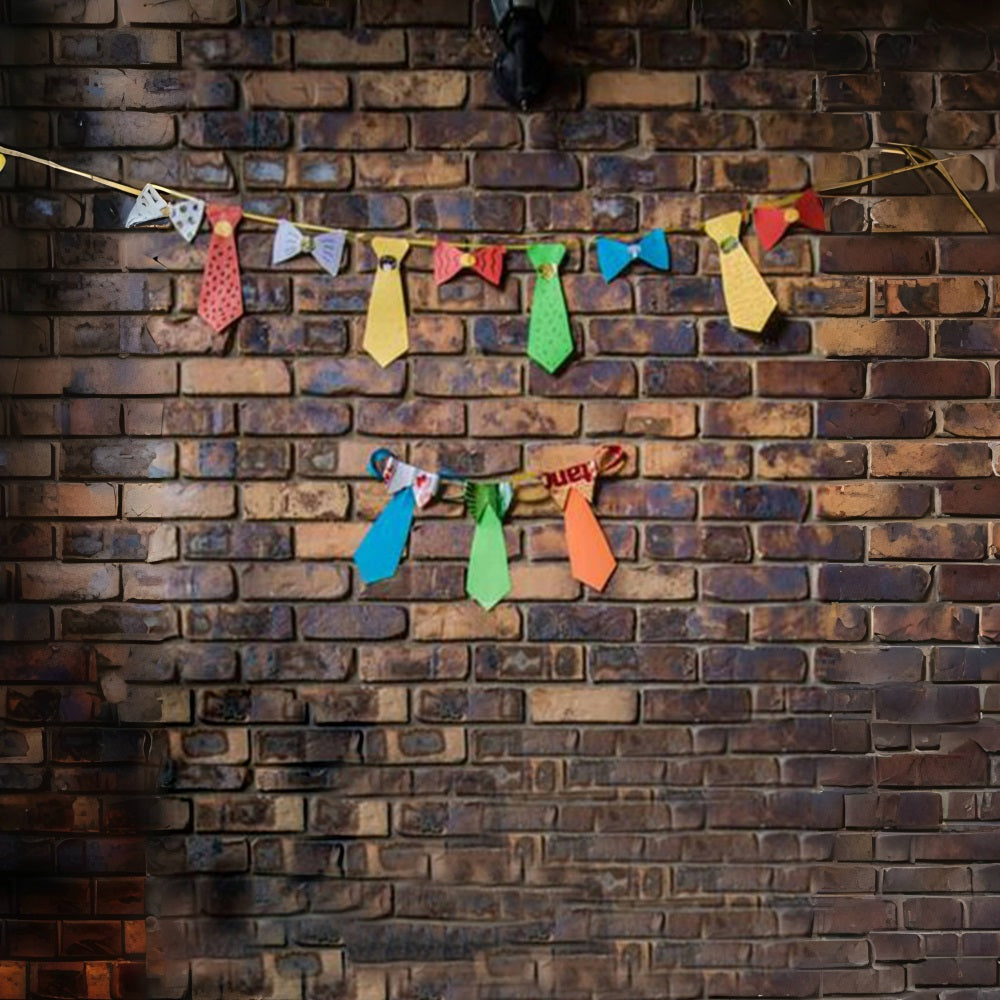 Toile de Fond Mur de Briques avec Bannière de Cravate pour la Fête des Pères RR5-21
