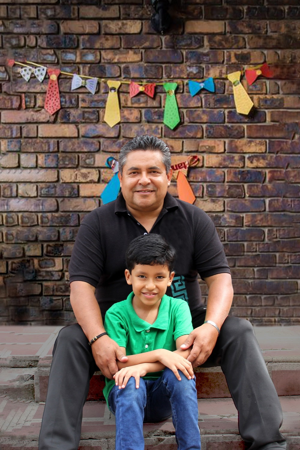 Toile de Fond Mur de Briques avec Bannière de Cravate pour la Fête des Pères RR5-21