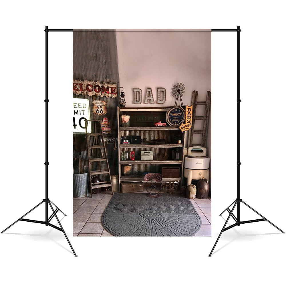 Toile de Fond Garage Vintage de Papa pour la Fête des Pères RR5-23
