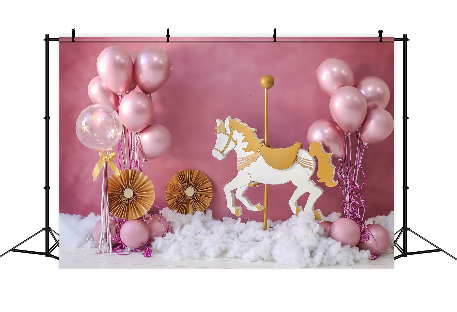 Toile de Fond Décoration de Fête pour Enfants avec Ballons Roses RR5-39