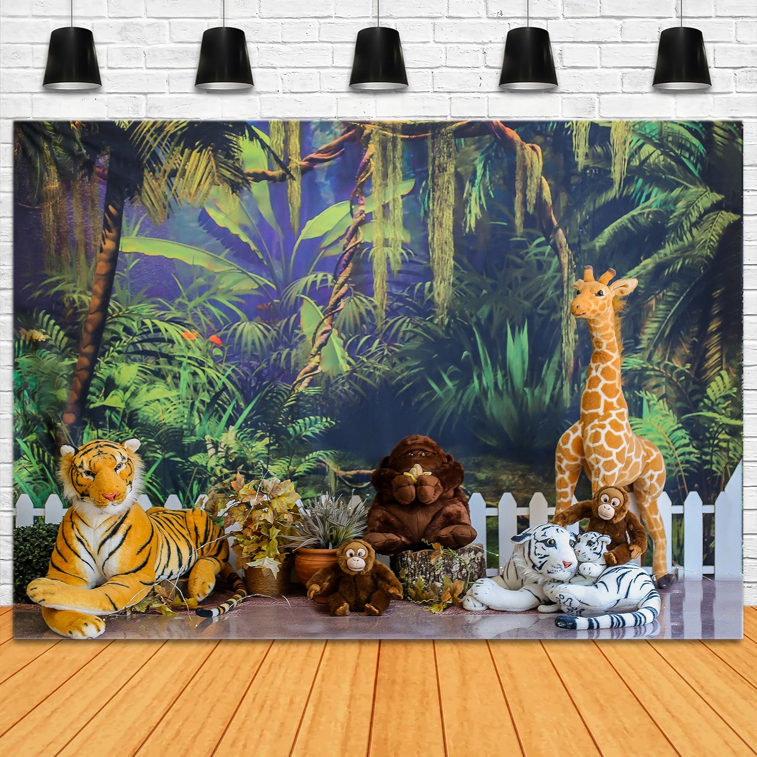 Toile de Fond Fête d'Enfants avec Animaux de la Jungle Safari RR5-45