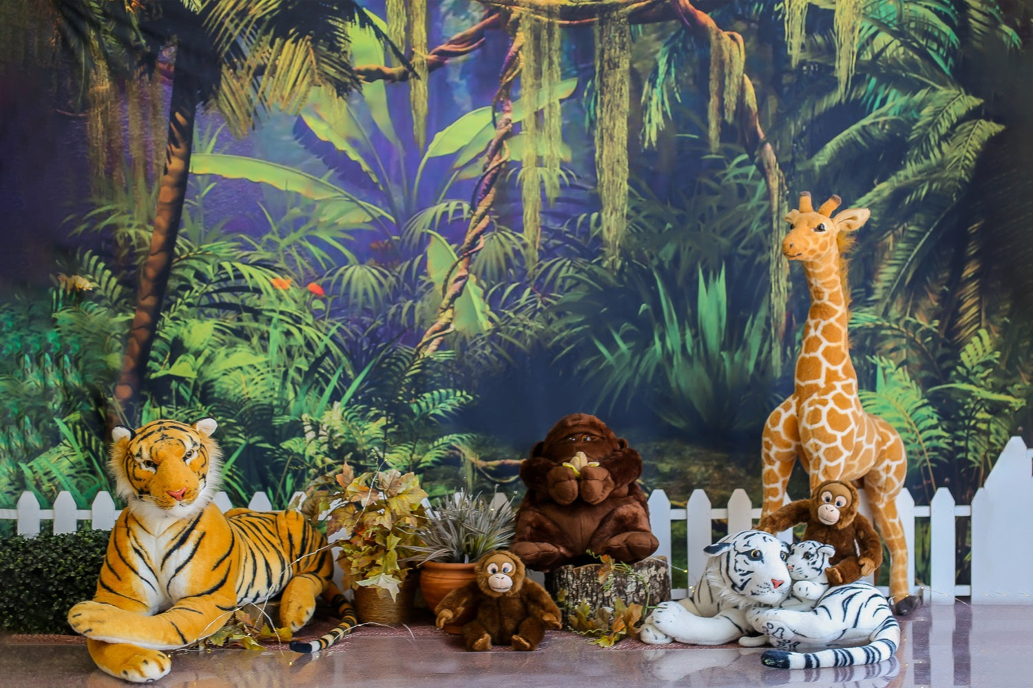 Toile de Fond Fête d'Enfants avec Animaux de la Jungle Safari RR5-45