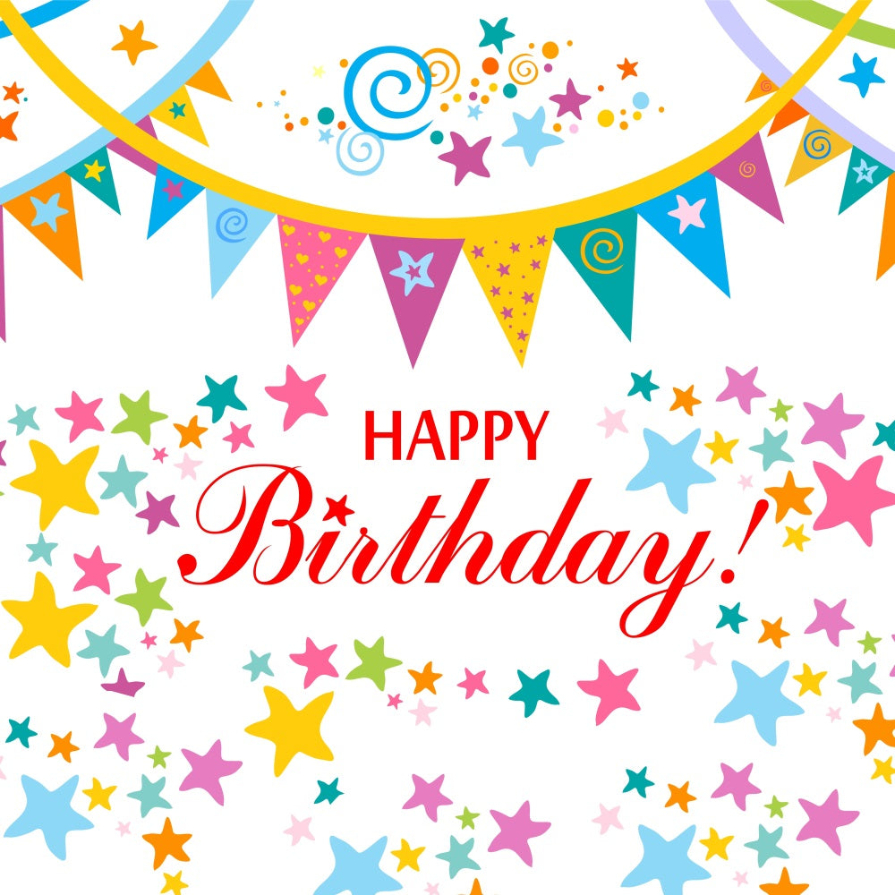 Toile de fond personnalisée pour anniversaire Bannières colorées Étoiles RR5-49