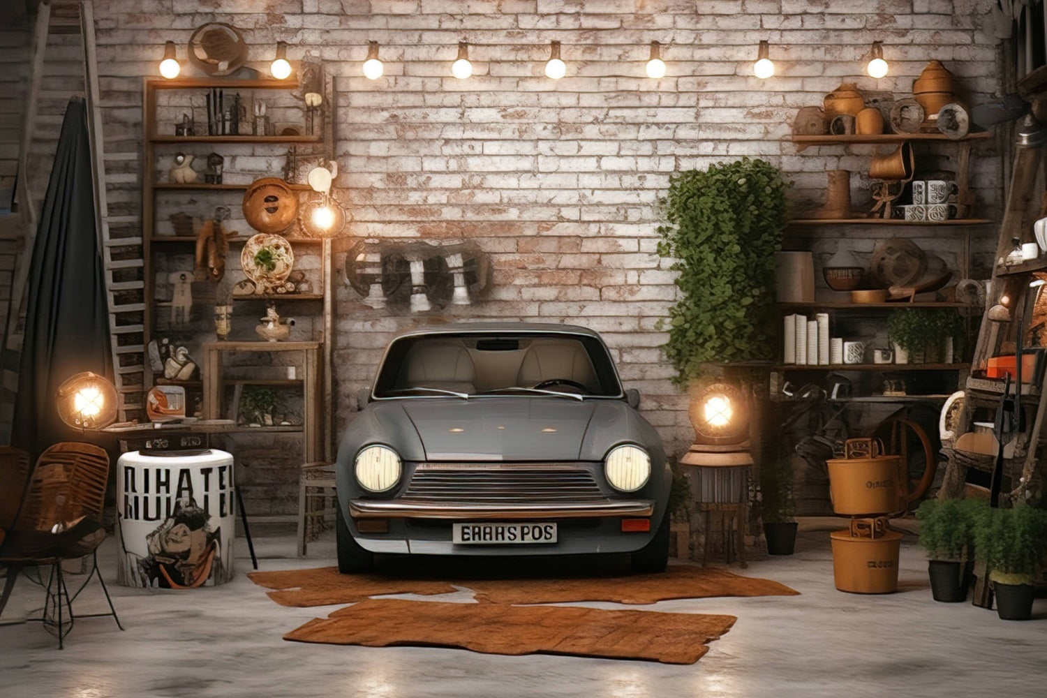 Toile de Fond Atelier de Mécanique pour la Fête des Pères RR5-4