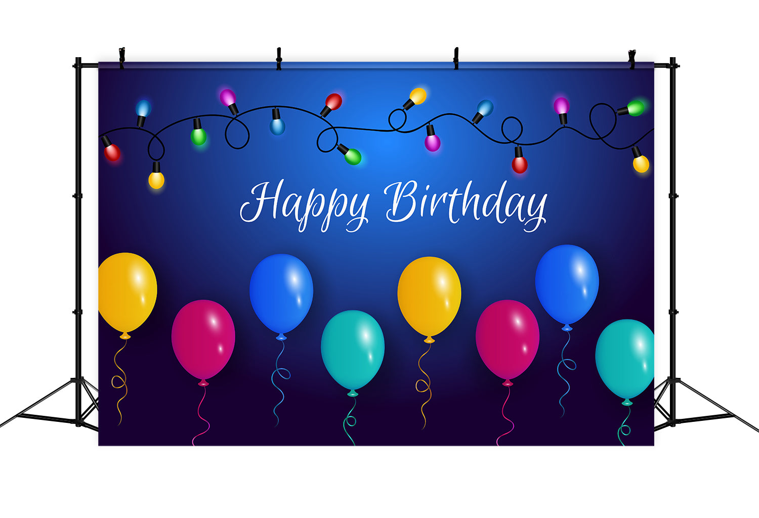Toile de fond personnalisée pour anniversaire Ballons Ampoules lumineuses RR5-50