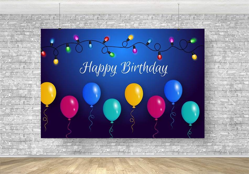 Toile de fond personnalisée pour anniversaire Ballons Ampoules lumineuses RR5-50