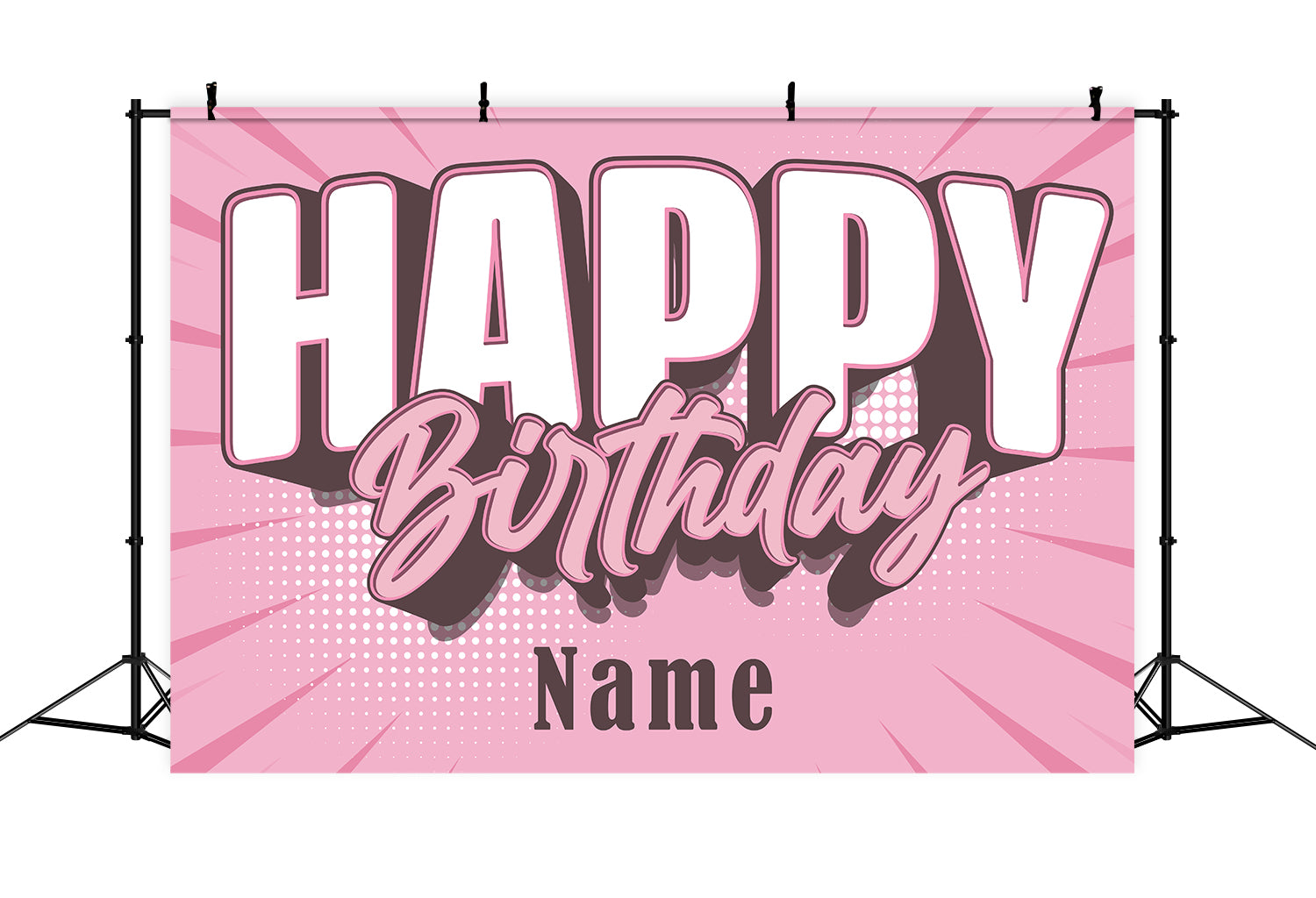 Toile de fond rose personnalisée pour fête d'anniversaire RR5-51
