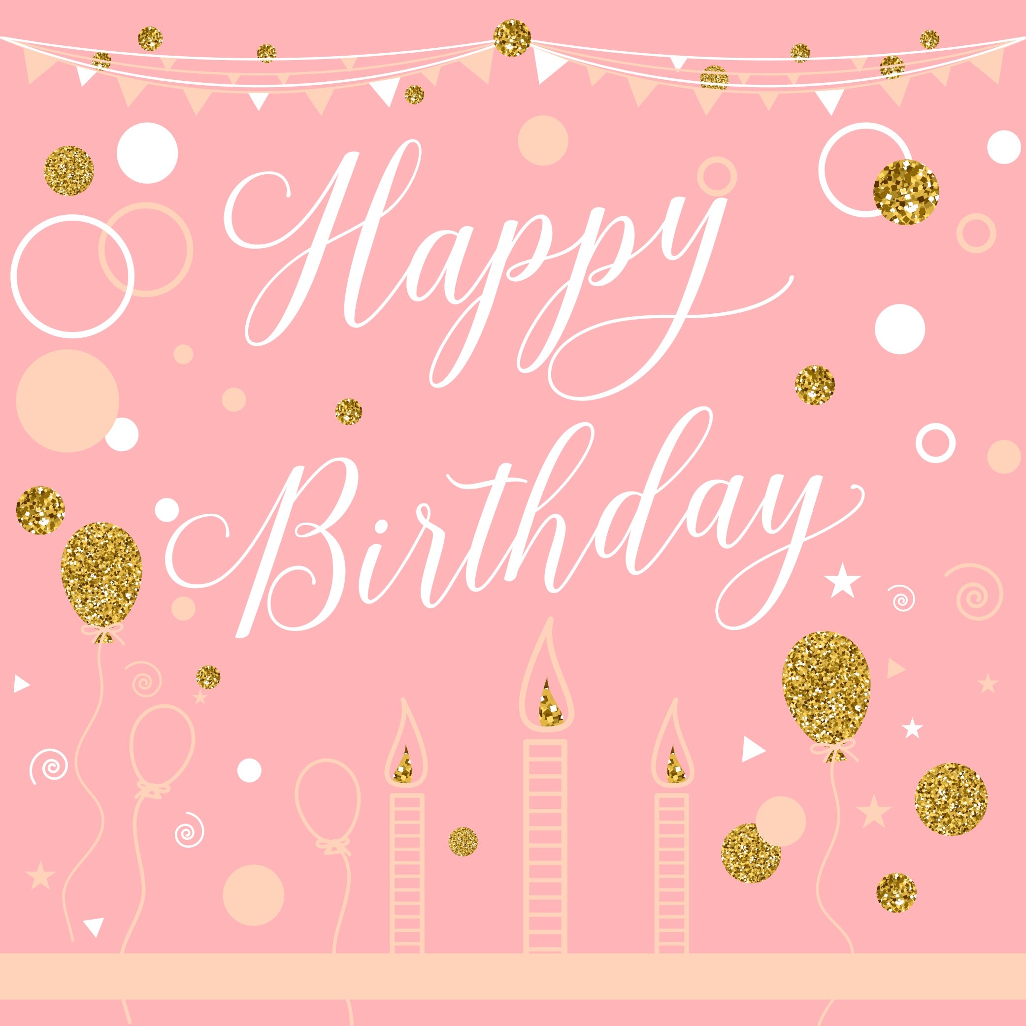 Toile de fond brillante rose et or personnalisée pour joyeux anniversaire RR5-52