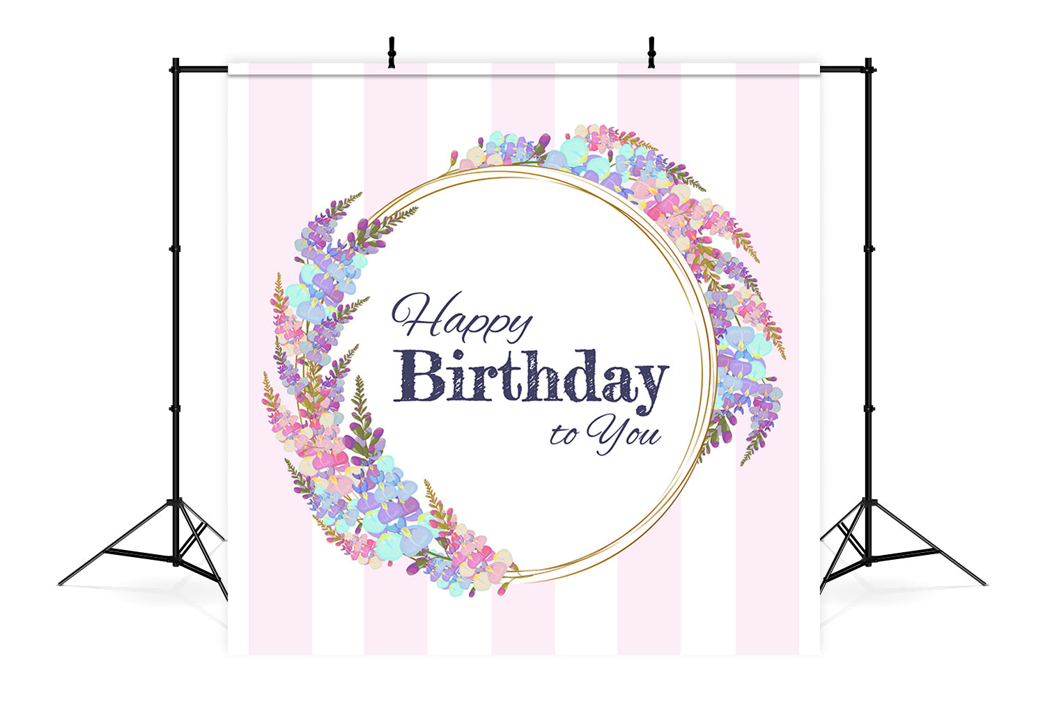 Guirlande rose et blanche Toile de fond personnalisée pour anniversaire RR5-54