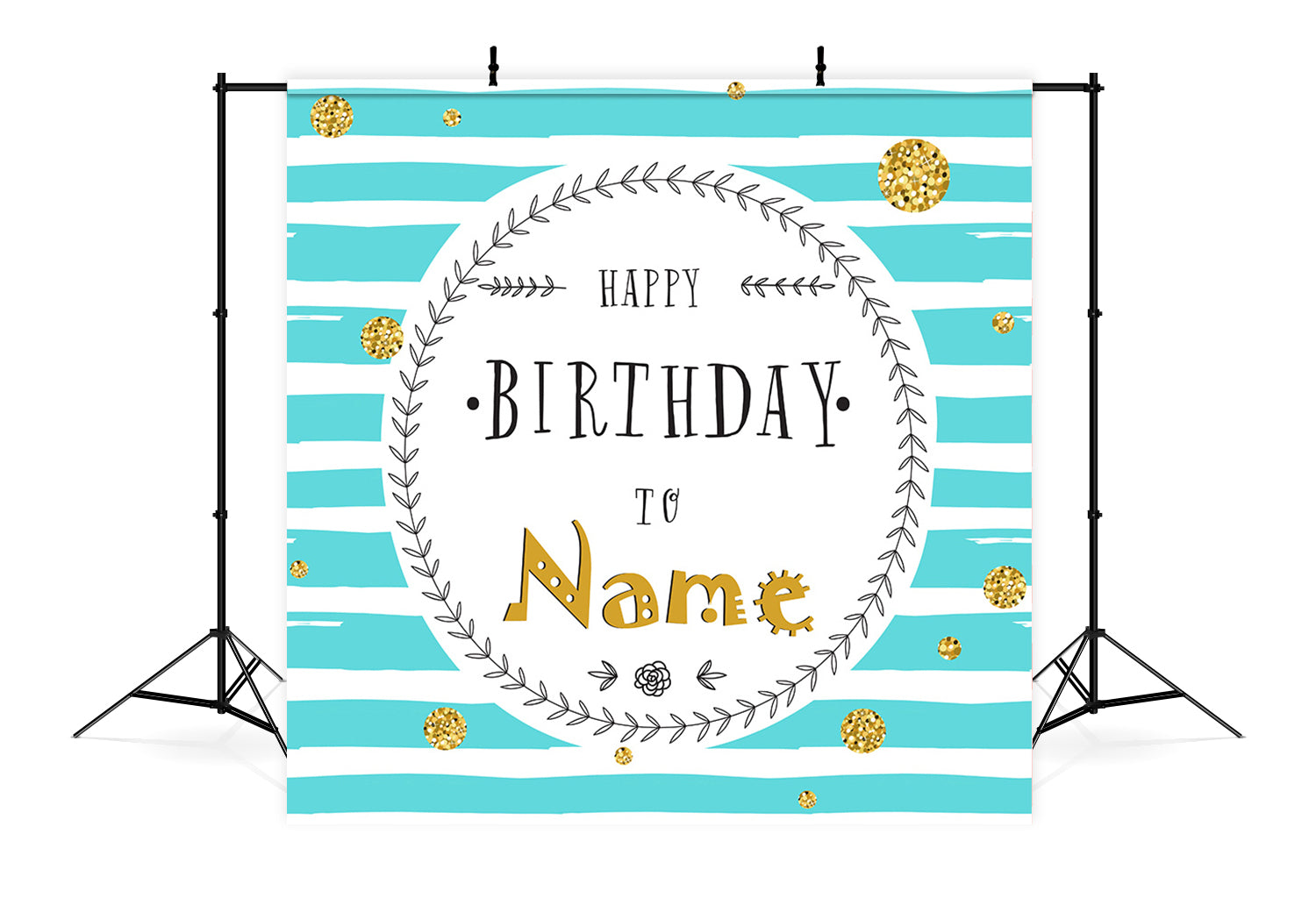 Toile de fond personnalisée Rayures vertes Message d'anniversaire RR5-56