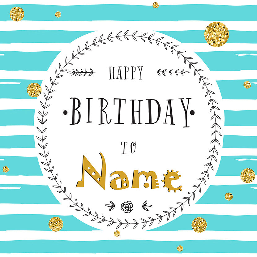 Toile de fond personnalisée Rayures vertes Message d'anniversaire RR5-56