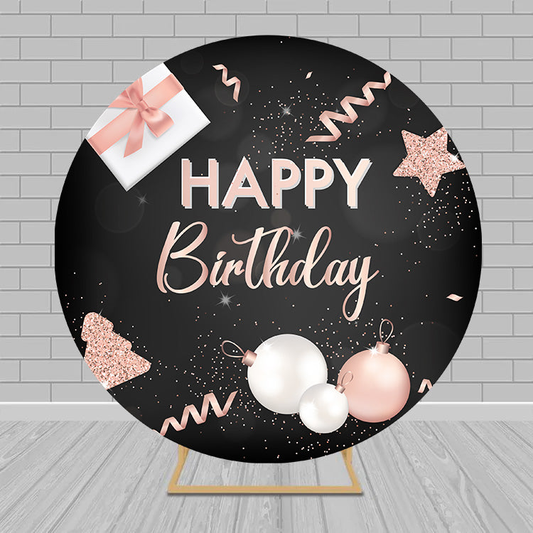 Toile de fond ronde Bannière d'anniversaire personnalisée avec paillettes RR5-60