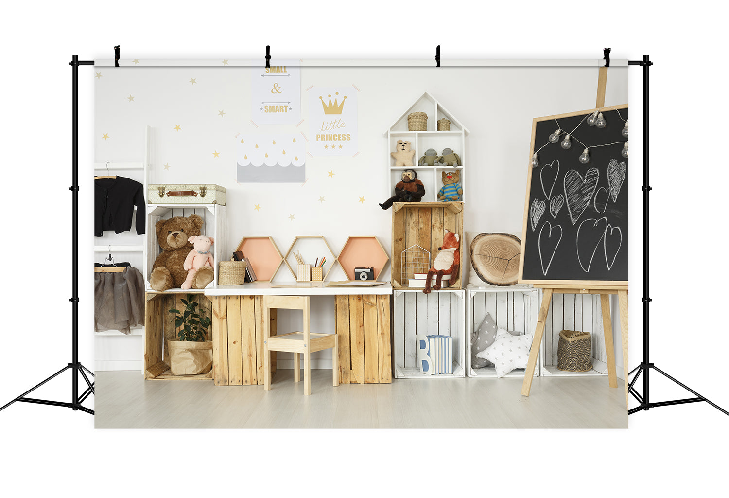 Toile de Fond Étude Chaleureuse avec Poupée Tableau d'Amour pour Enfants RR5-7