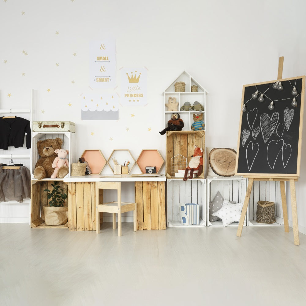 Toile de Fond Étude Chaleureuse avec Poupée Tableau d'Amour pour Enfants RR5-7