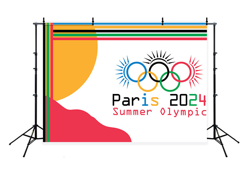 Toile de fond des cinq anneaux des Jeux olympiques d'été de Paris 2024 RR6-16