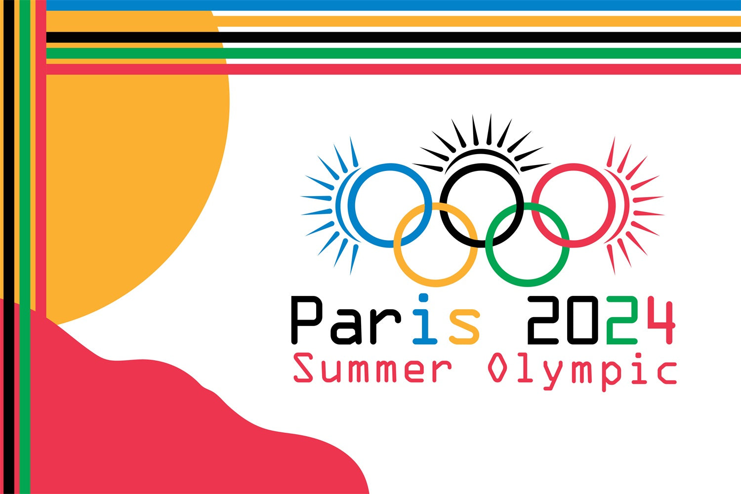 Toile de fond des cinq anneaux des Jeux olympiques d'été de Paris 2024 RR6-16