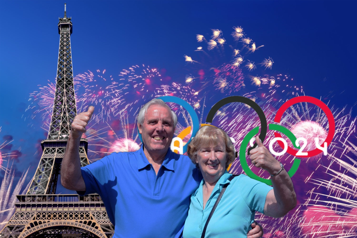 Tour Eiffel Paris 2024 Olympique Feu d'artifice Toile de fond RR6-19