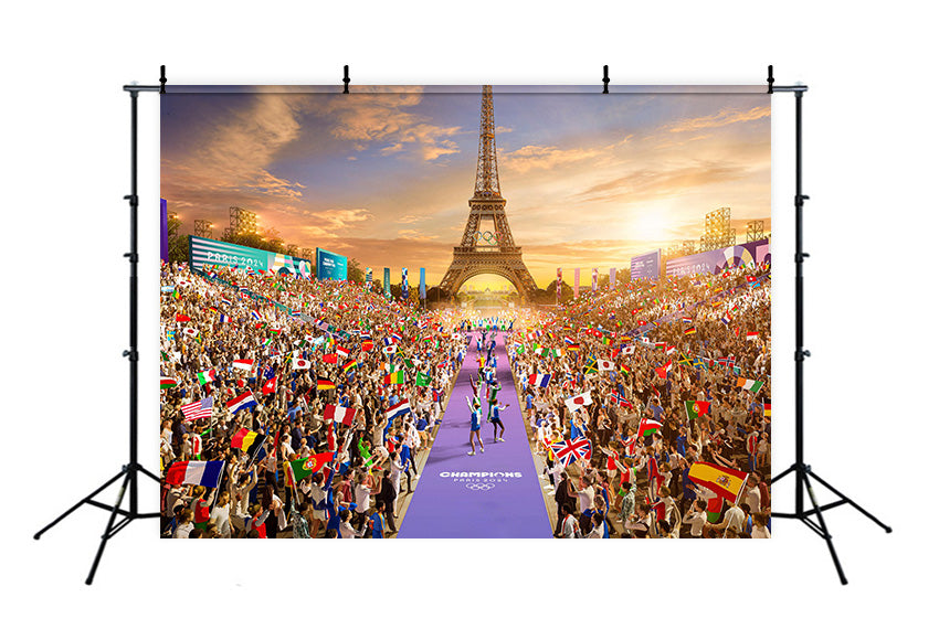 Toile de fond Tour Eiffel Plaza Cheers Olympics RR6-20