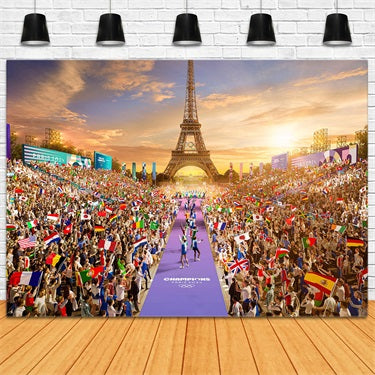 Toile de fond Tour Eiffel Plaza Cheers Olympics RR6-20