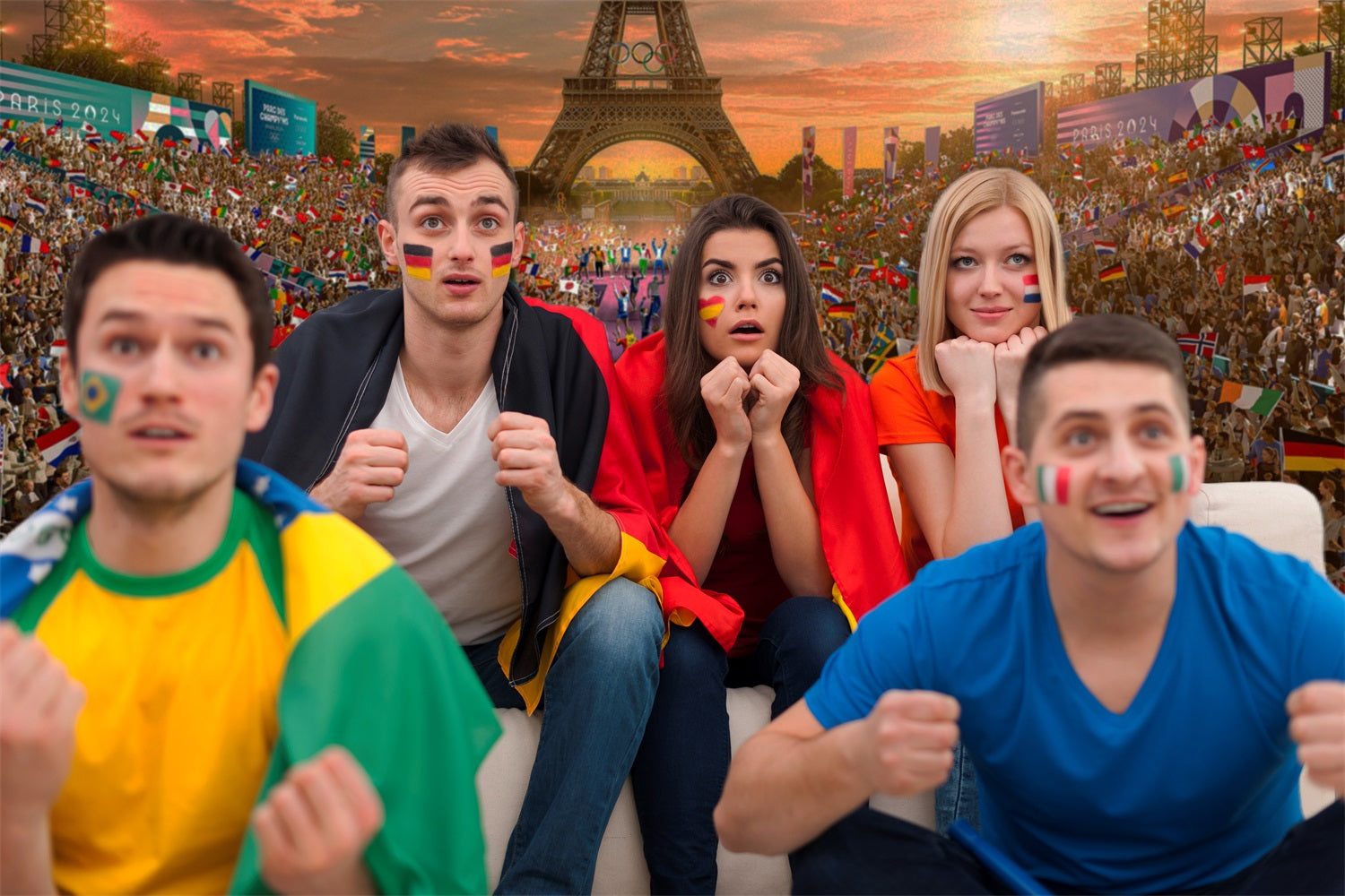 Toile de fond Tour Eiffel Plaza Cheers Olympics RR6-20