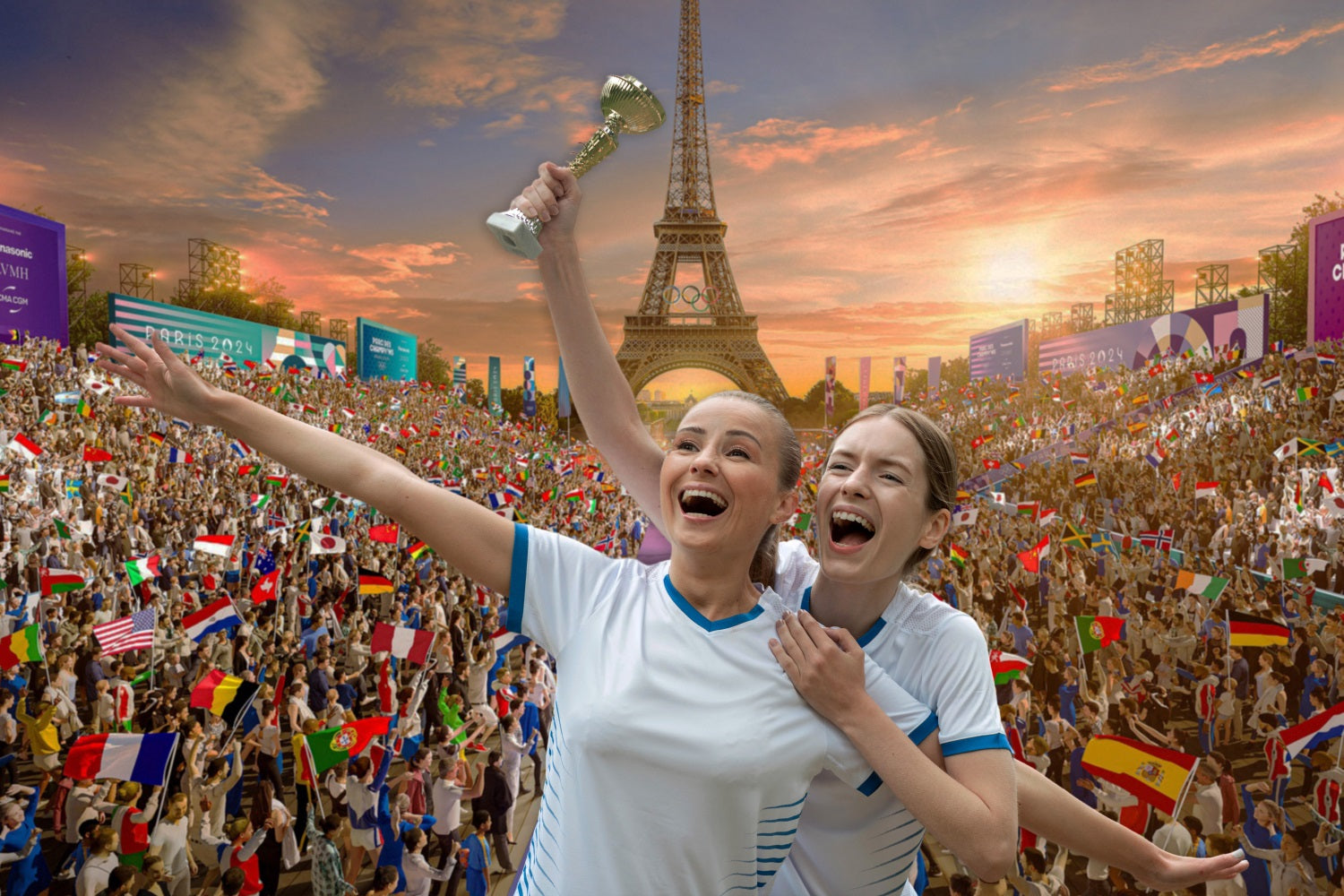 Toile de fond Tour Eiffel Plaza Cheers Olympics RR6-20