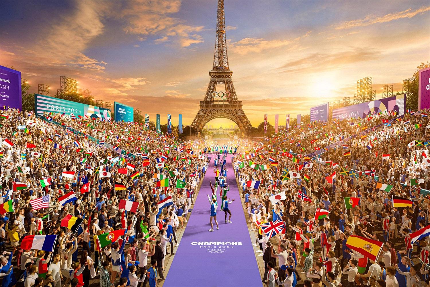 Toile de fond Tour Eiffel Plaza Cheers Olympics RR6-20