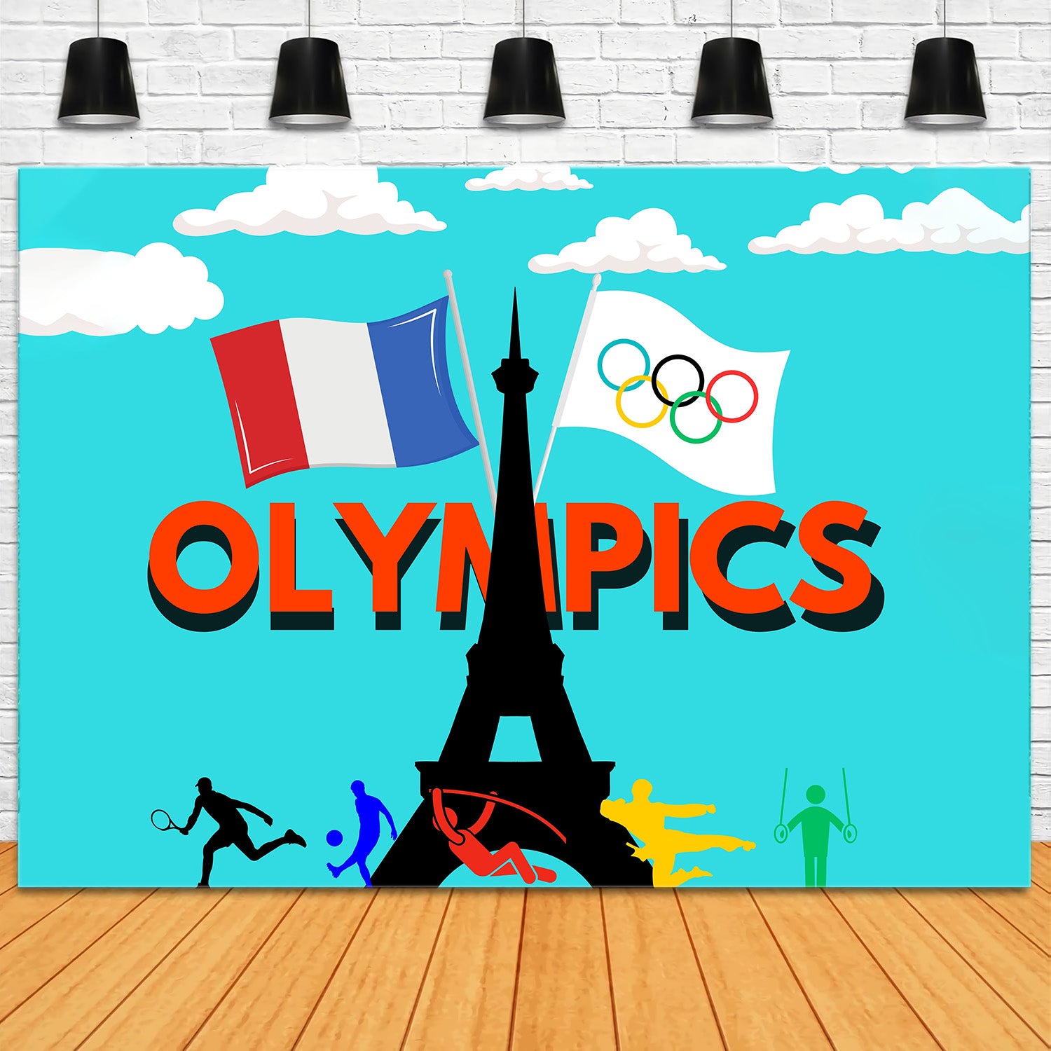 Dessin animé 2024 Paris Jeux Olympiques Toile de fond RR6-21