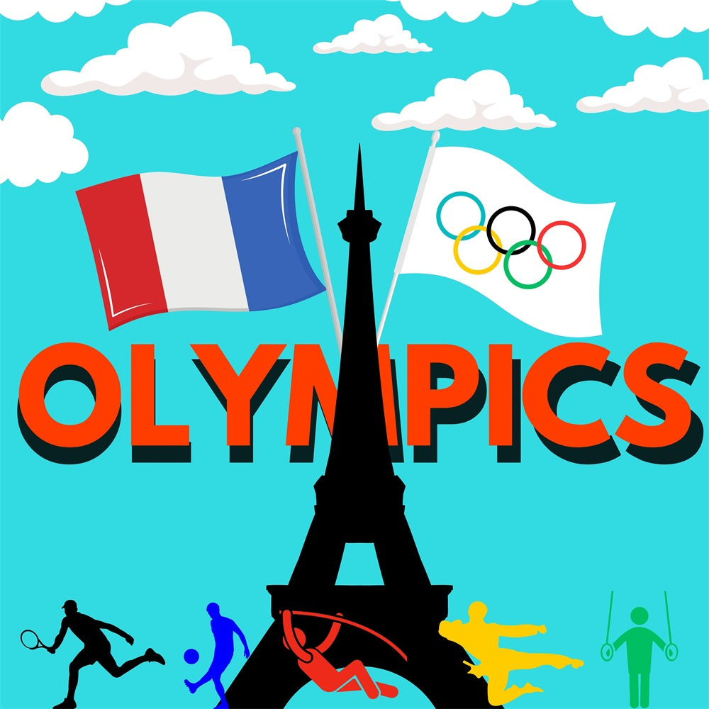 Dessin animé 2024 Paris Jeux Olympiques Toile de fond RR6-21