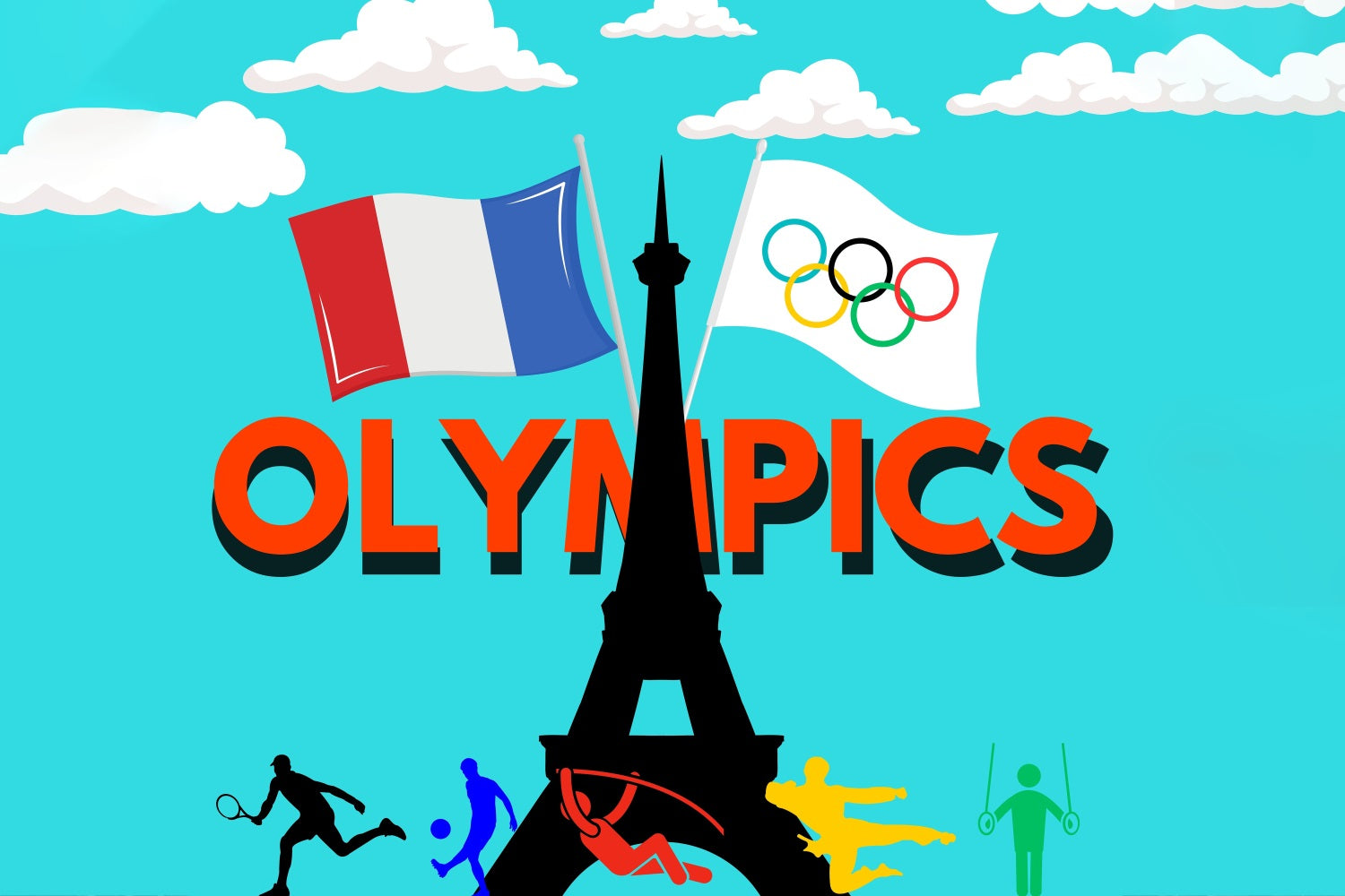 Dessin animé 2024 Paris Jeux Olympiques Toile de fond RR6-21