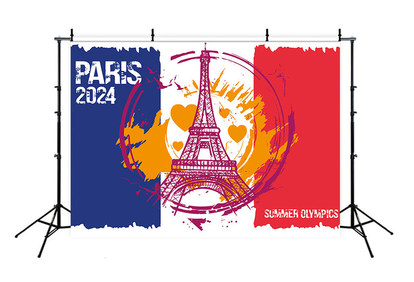 Paris 2024 Jeux Olympiques Tampon Style Toile de fond RR6-23