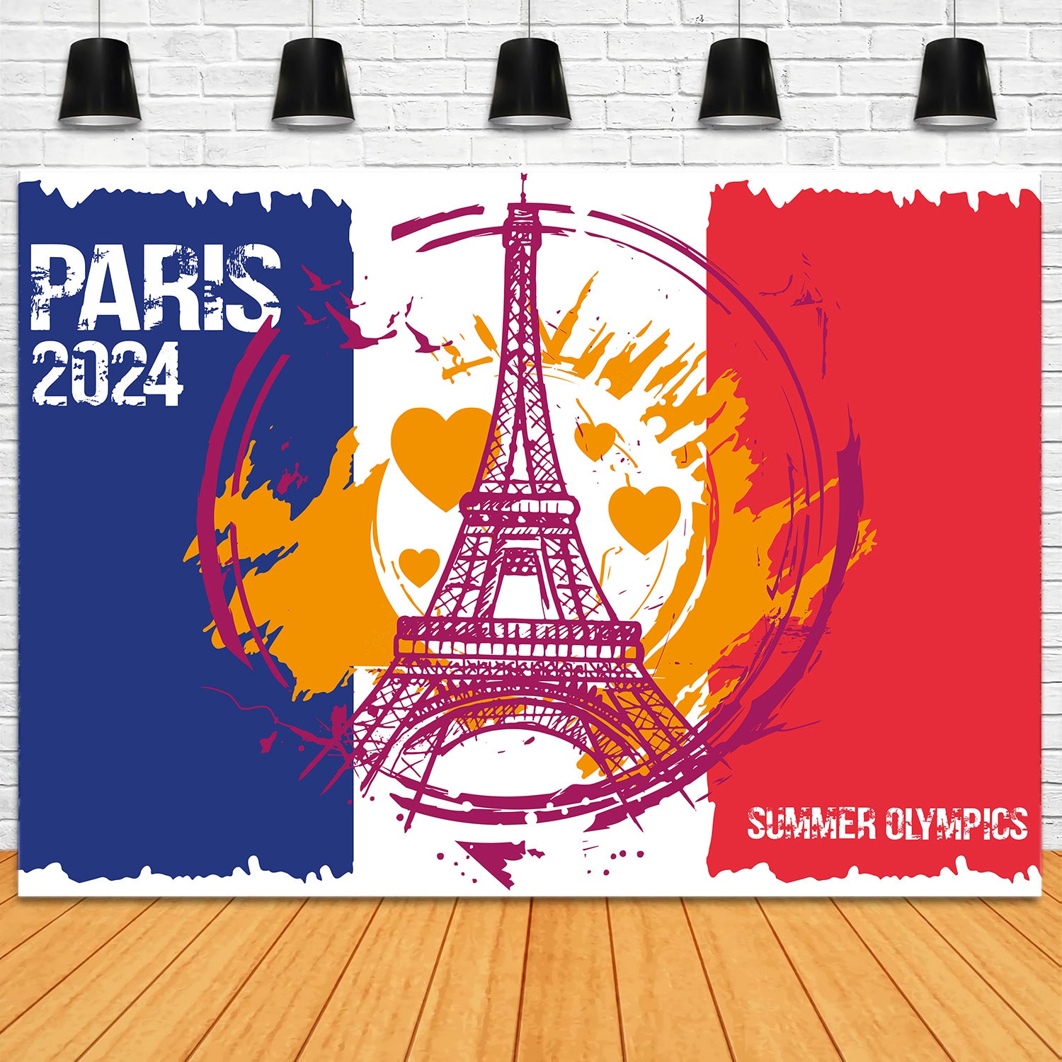 Paris 2024 Jeux Olympiques Tampon Style Toile de fond RR6-23