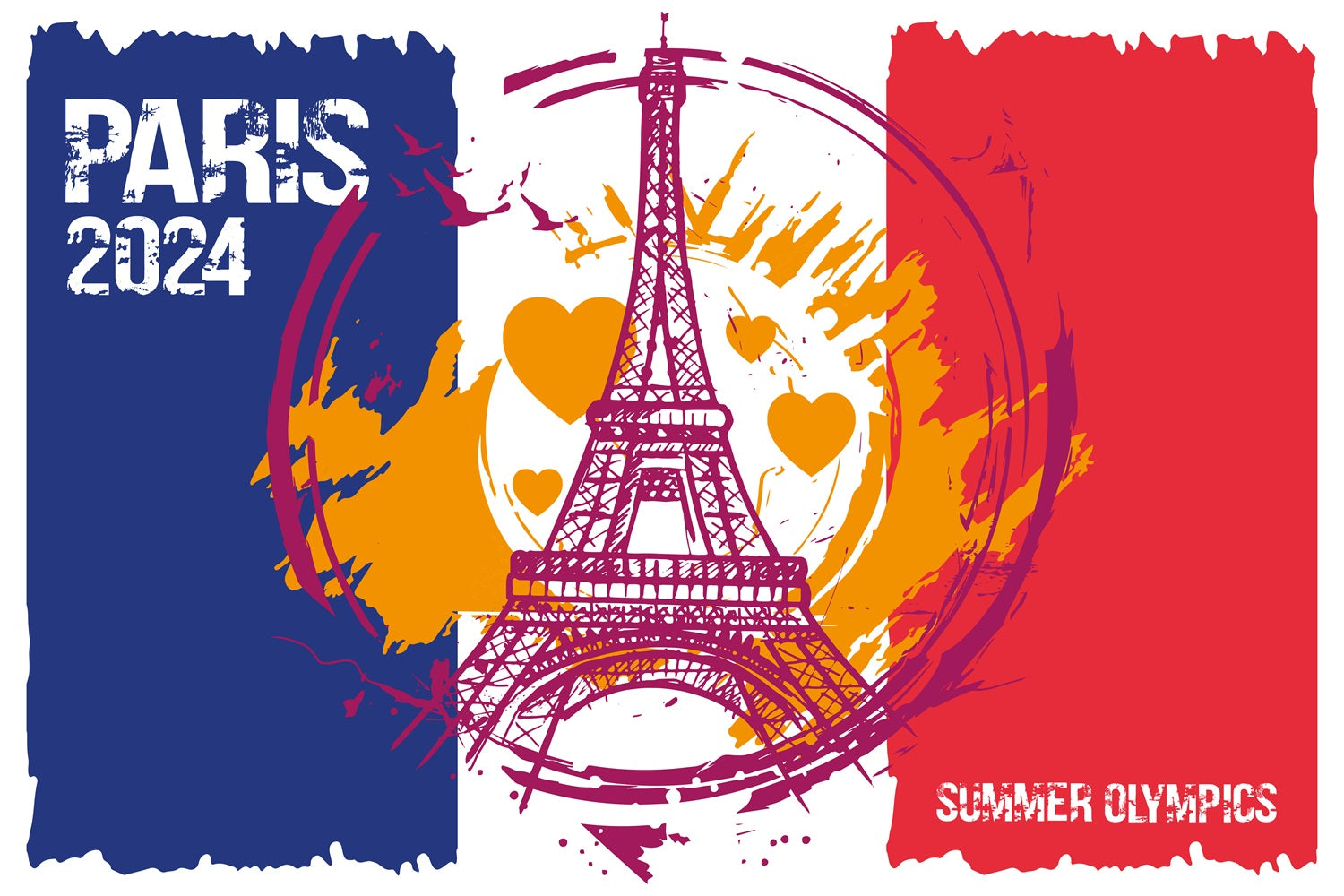 Paris 2024 Jeux Olympiques Tampon Style Toile de fond RR6-23