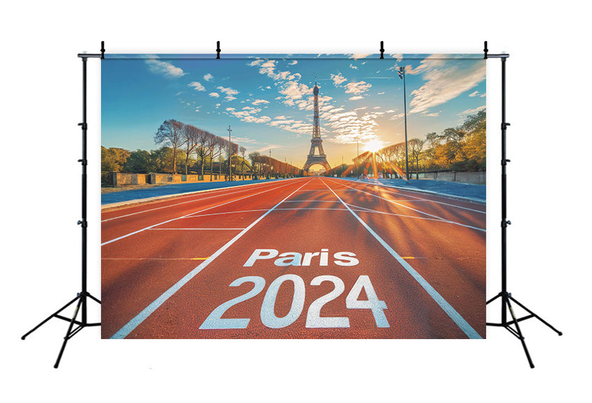 2024 Jeux Olympiques de Paris Sous la Tour Piste Toile de fond RR6-25