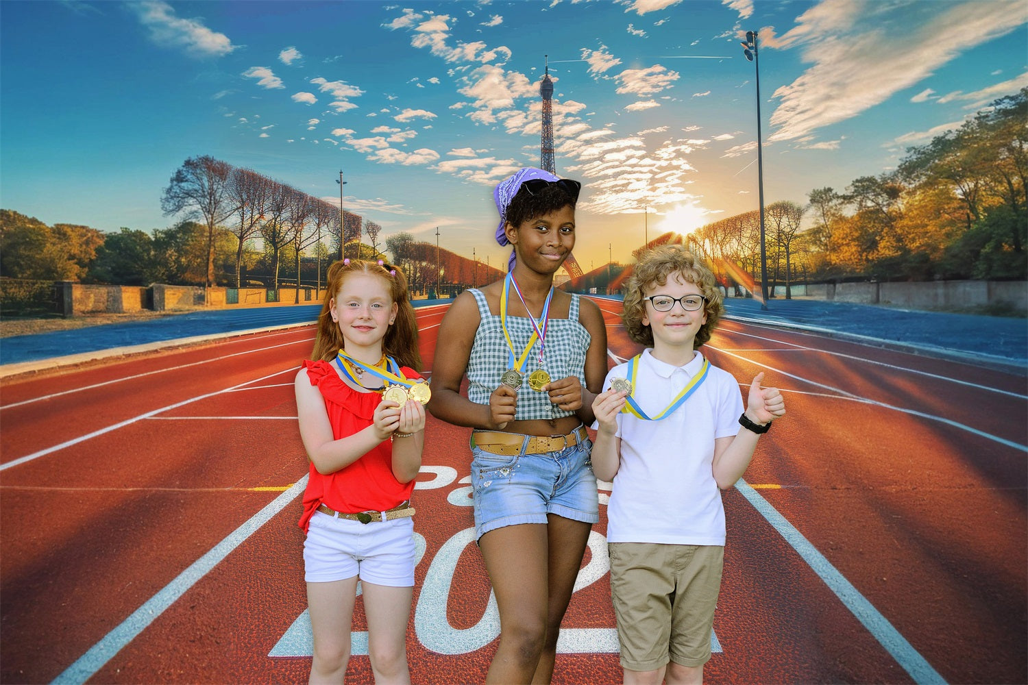 2024 Jeux Olympiques de Paris Sous la Tour Piste Toile de fond RR6-25