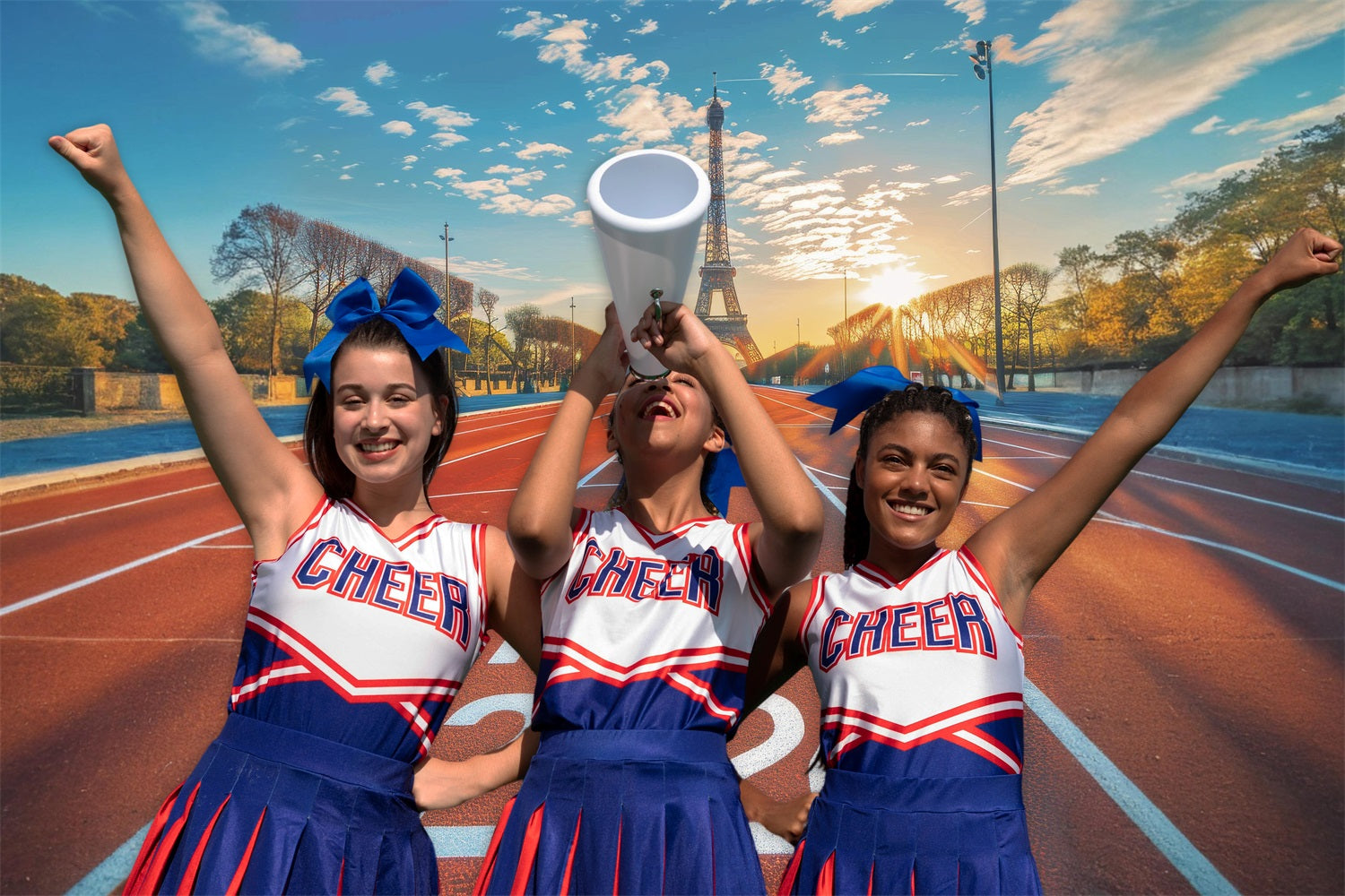 2024 Jeux Olympiques de Paris Sous la Tour Piste Toile de fond RR6-25