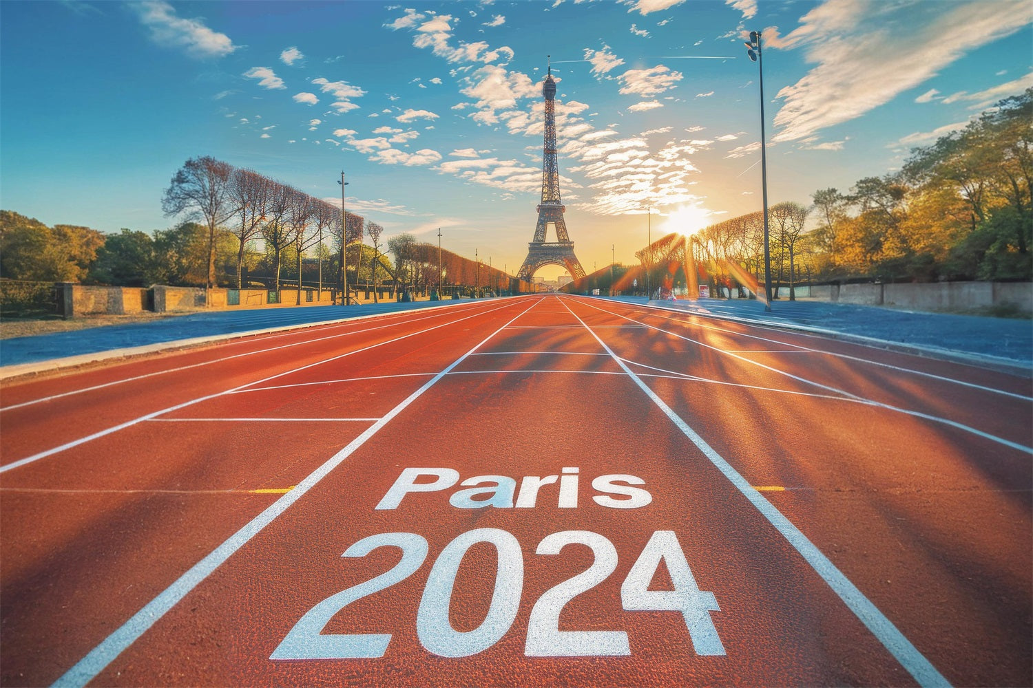 2024 Jeux Olympiques de Paris Sous la Tour Piste Toile de fond RR6-25