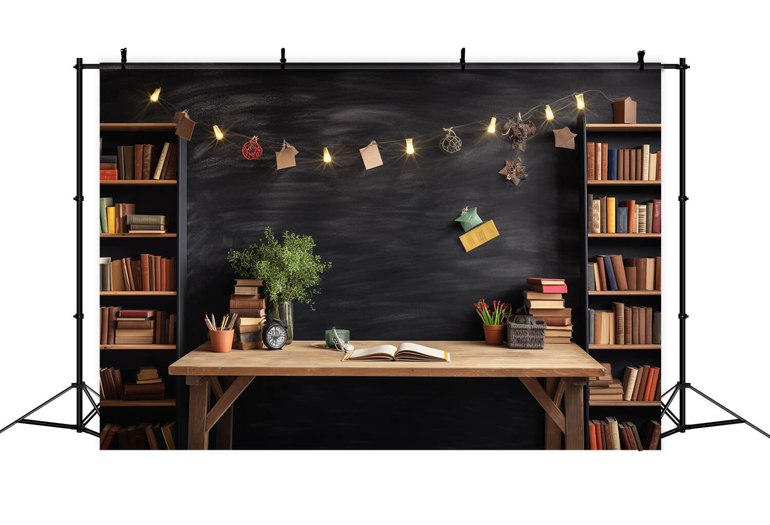 Toile de fond thème retour à l'école étagère et bureau RR6-34