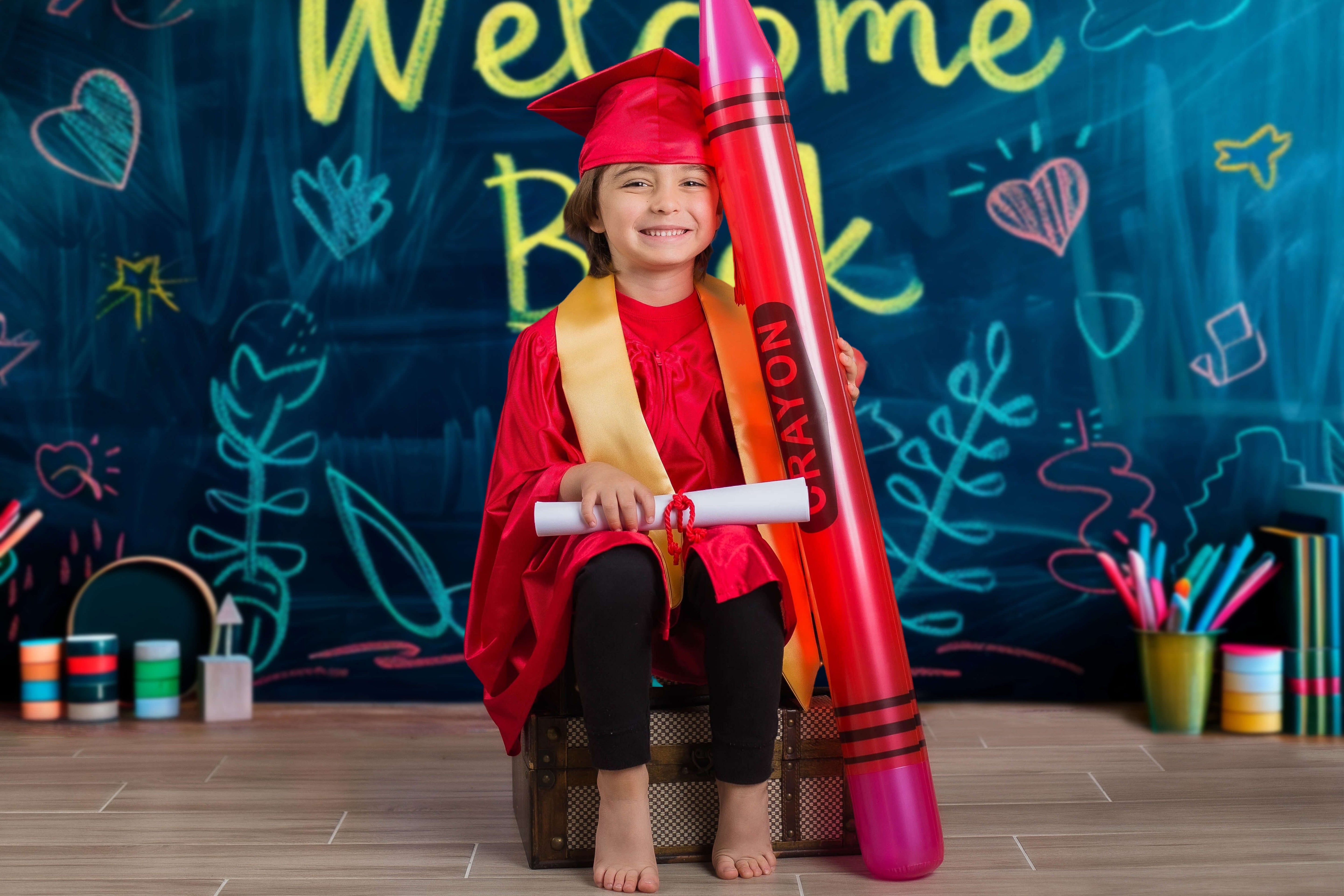 Toile de fond dessin à la craie colorée retour à l'école RR6-39